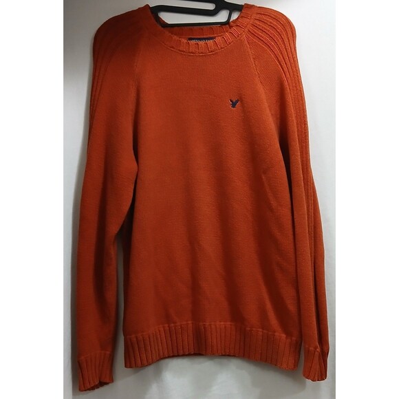 American Eagle Outfitters Other - Vintage American Eagle Mens Medium Ribbed Crewneck Sweater Orange Y2K 90s Cotton